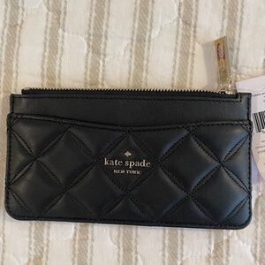 Kate Spade Natalia Smooth Quilted Large Slim Card Holder, Black NWT